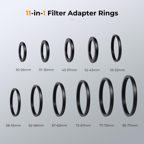K&F Concept 11 in 1 Step Down Ring Set K&F Concept 11 in 1 Step Down Ring Set